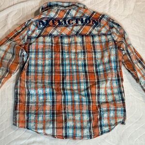 Affliction vintage Orange and Blue Plaid Casual Shirt